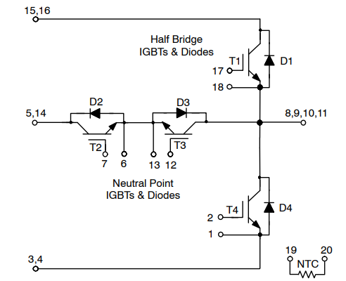 原理图 - onsemi NXH80T120L3Q0电源集成模块（PIM）